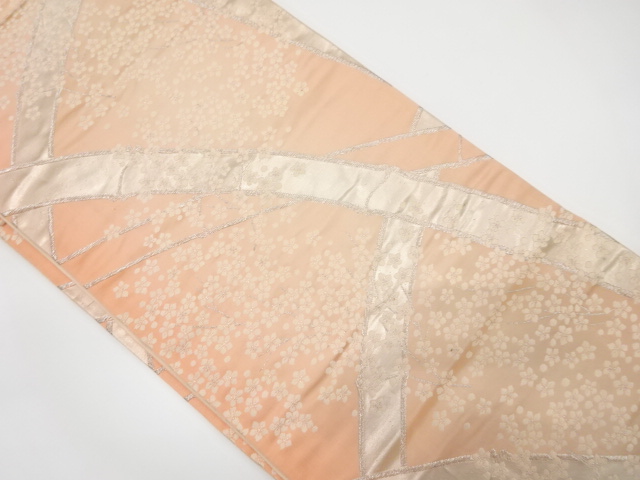 JAPANESE KIMONO / ANTIQUE FUKURO OBI / SILK / WOVEN FLOWER & BAMBOO